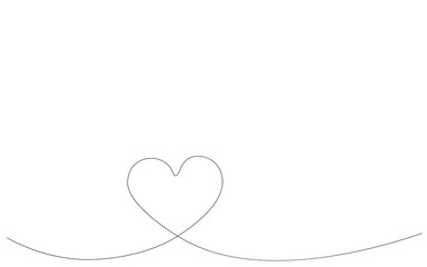 Love heart continuous one line drawing. Vector illustration