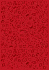 Background with virus. Vector illustration with hand draw doodle elements.