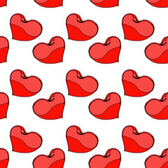 Seamless pattern from hearts. Vector of heart. Hand drawn  print seamless heart. Valentine's day symbol. Doodle heart.