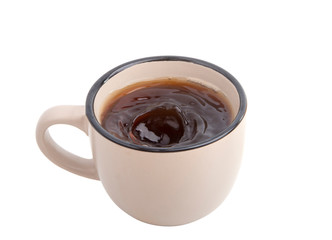 cup of coffee isolated on the white. Good breakfast