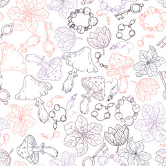 Witchcraft Seamless pattern doodle style in vector illustration