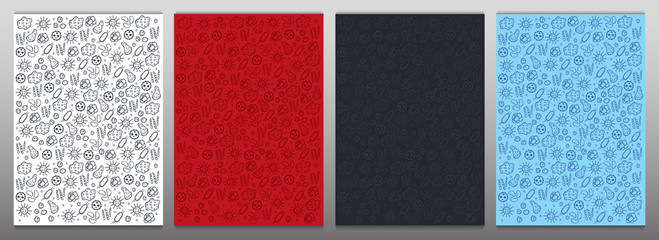 Fototapeta premium Set of Backgrounds with virus. Vector illustration with hand draw doodle elements.