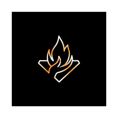 Torch logo hand holding a fire design