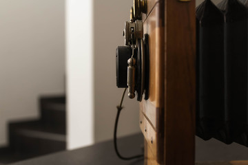 Antique Old photo Camera on the table