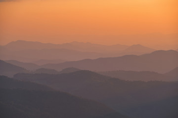 Beautiful mountain peak in Doi Mae U-Kho Mountain, Mae Hong Son Province, Thailand.