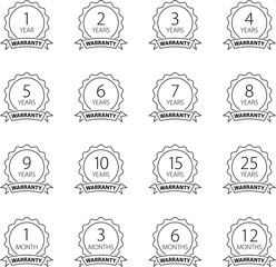 Warranty icon, years warranty label - vector illustration.