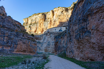 View of the path that runs through the Cañón del Campillo to the Hoz seca, Jaraba, Aragon. Spain
