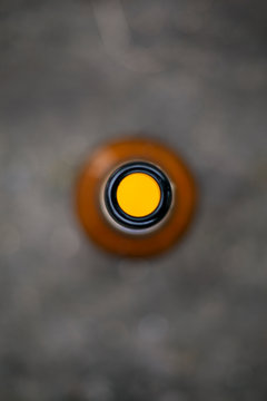 Top View Of Beer Bottle Neck With Blurry Background