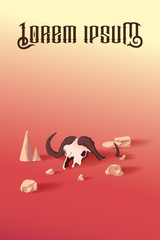Fototapeta premium A Skeleton Head Animal on Desert Design, Vector Illustration EPS10. Background, Wallpaper, Paint