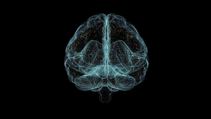 Brain Hologram Wireframe. Nice 3D Render on a black background