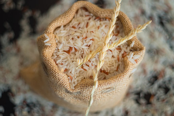 Organic brown rice in blow in sack