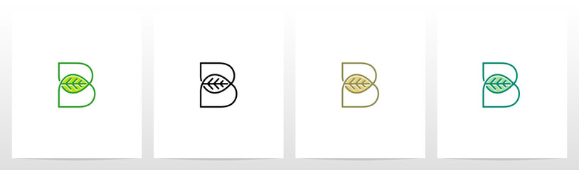 Leaf On Letter Logo Design B
