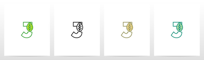 Obraz premium Leaf On Letter Logo Design J