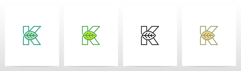 Leaf On Letter Logo Design K
