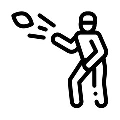 Rugby Player Throws Ball Icon Vector. Outline Rugby Player Throws Ball Sign. Isolated Contour Symbol Illustration