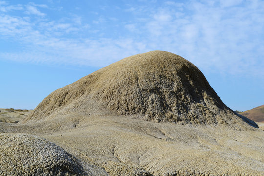 Landscape of a mud volcano that is not active, Berca, Romania.