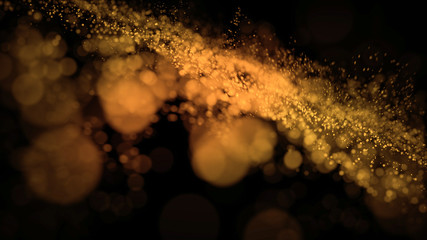Abstract Golden Dust Particles Background. Bokeh Particles Background