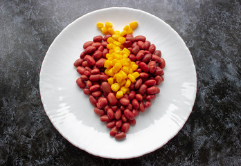 beans or mix red beans and yellow beans on a background new