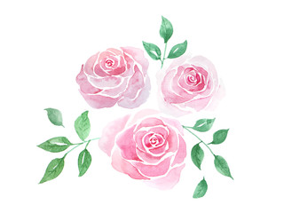 Pink Rose Bouquet Watercolor Image