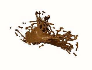 Chocolate stream and wave isolated chocolate wave in white background.