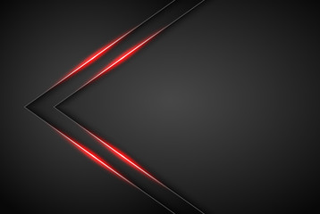 High contrast dark grey and red stripes with shadows and lights on gradient background. Abstract grunge tech graphic banner design. Vector Illustration EPS10