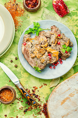 Meat festive roll.