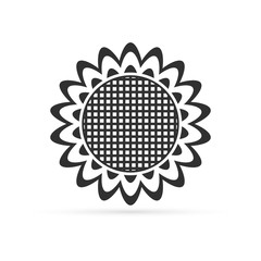 doodle sunflower icon isolated on white, outline vector stock illustration
