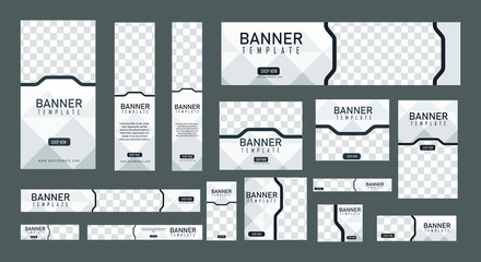 Fototapeta na wymiar set of creative web banners of standard size with a place for photos. Vertical, horizontal and square template. vector illustration