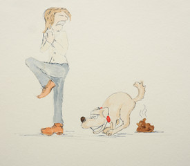 Dog owner is disgusted of the dog poo