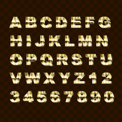 Golden Style Upper Case Alphabet Letters and Numbers Collection