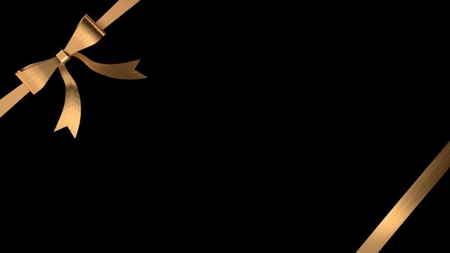 Alpha channel - Animation of Ribbon tied in a bow, Golden