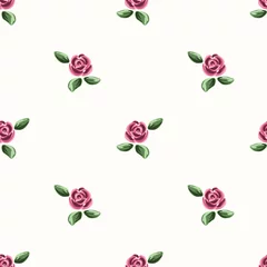 Papier Peint photo Roses Motif de fleur rose peint à la gouache, floral de jardin aquarelle vectorielle continue