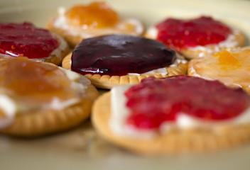 cookies with jam on a plate in the morning