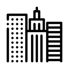 High-Rise Buildings View Icon Vector. Outline High-Rise Buildings View Sign. Isolated Contour Symbol Illustration