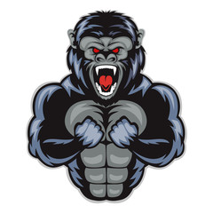 Mascot a very angry gorilla. vector illustration