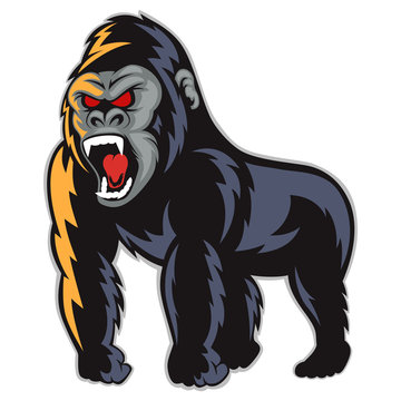 Angry gorilla mascot. Vector Illustration