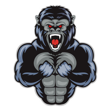 Mascot a very angry gorilla. vector illustration