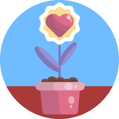 plant pot flower with heart