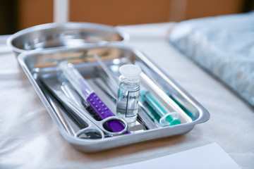 training instruments in surgery. tumor removal. Training class for tissue extension. children and...