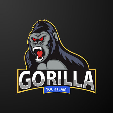 Angry gorilla, Sports mascot. Vector illustration