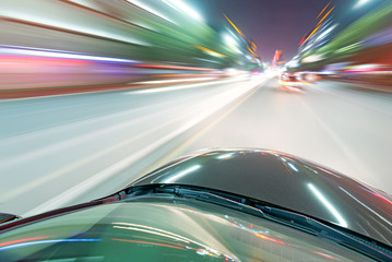 Obraz premium car on the road with motion blur background