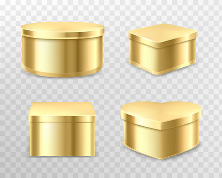 Realistic Tin Boxes Packaging Set, Vectors