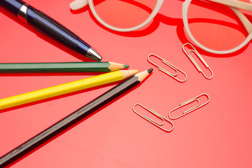 Professional office supplies or a student's office