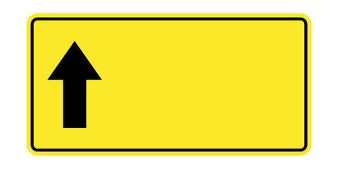 Yellow blank traffic sign And the arrow goes straight ahead