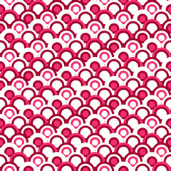 Red and pink circles seamless pattern. Vector illustration background in oriental style