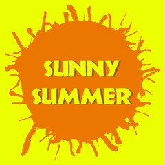 Sun circle inscription summer rays vector illustration blots hand drawing