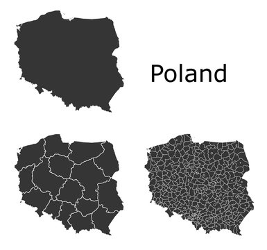 Fototapeta Mapa Polski z podziałem regionalnym