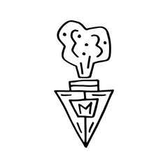 Magic bottle hand drawn doodle vector line art illustration, sticker, icon. Black monochrome design. Isolated on white background. Easy to change color. Design element. Magic, witchcraft tools. Witch