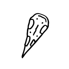 Bird`s skull hand drawn doodle vector line art illustration, sticker, icon. Black monochrome design. Isolated on white background. Easy to change color. Design element. Magic, witchcraft tools. Witch