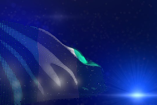 nice anthem day flag 3d illustration. - modern photo of Nigeria flag of dots waving on blue - bokeh and space for text